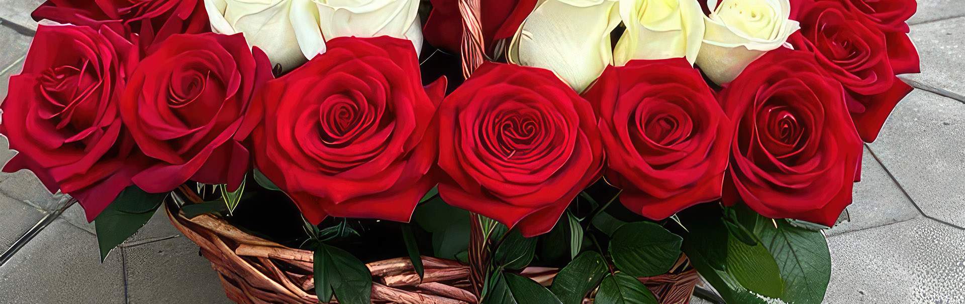 розы в корзинах, красные, белые, Джумилия