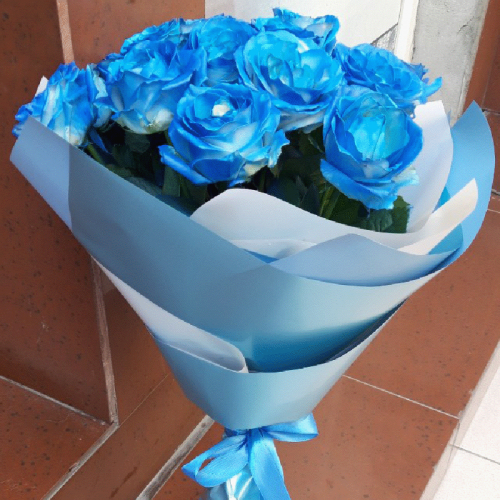 Фото товару 17 синіх троянд (фарбовані)