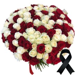 Фото товару 100 червоно-білих троянд